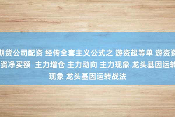 期货公司配资 经传全套主义公式之 游资超等单 游资资金 游资净买额&#160; 主力增仓 主力动向 主力现象 龙头基因运转战法