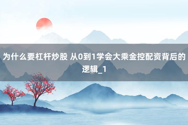 为什么要杠杆炒股 从0到1学会大乘金控配资背后的逻辑_1